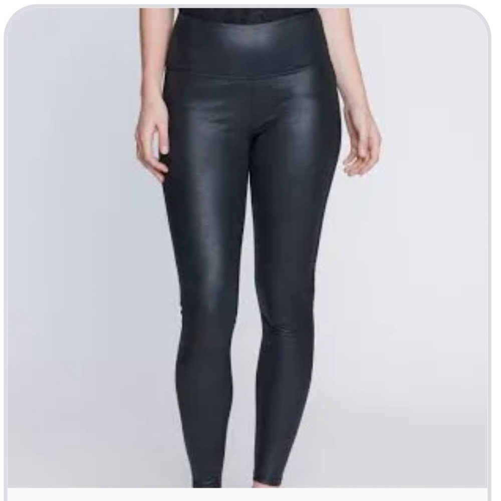 Women's Faux Leather  Black Leggings Sz L